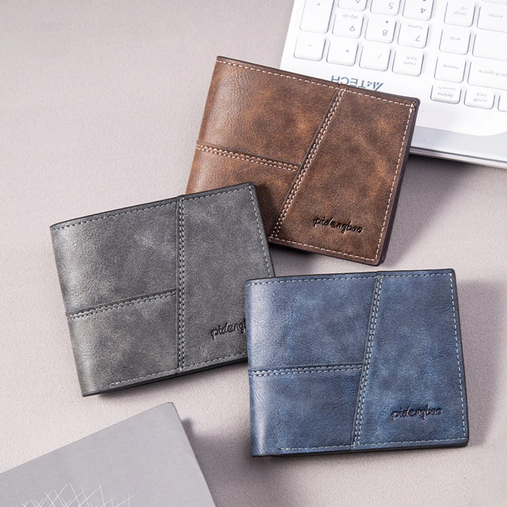 High Quality Luxury Men's Wallets Slim Short Coin Pocket Male Double Fold Purse Brand Card Holder PU Leather Business Money Clip