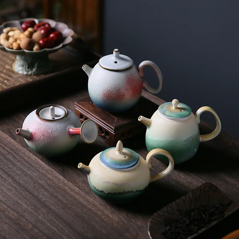 Ceramic Kiln-Formed Teapot Retro Style Handmade Tea Infuser Kung Fu Tea Set