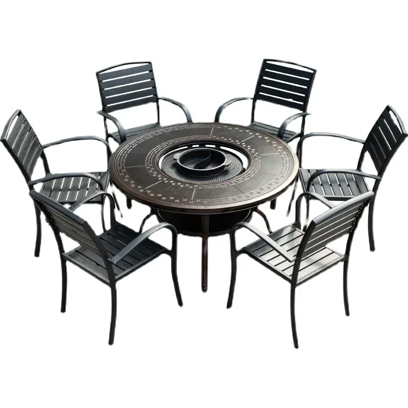 Outdoor barbecue table cast aluminum wrought iron garden outdoor courtyard