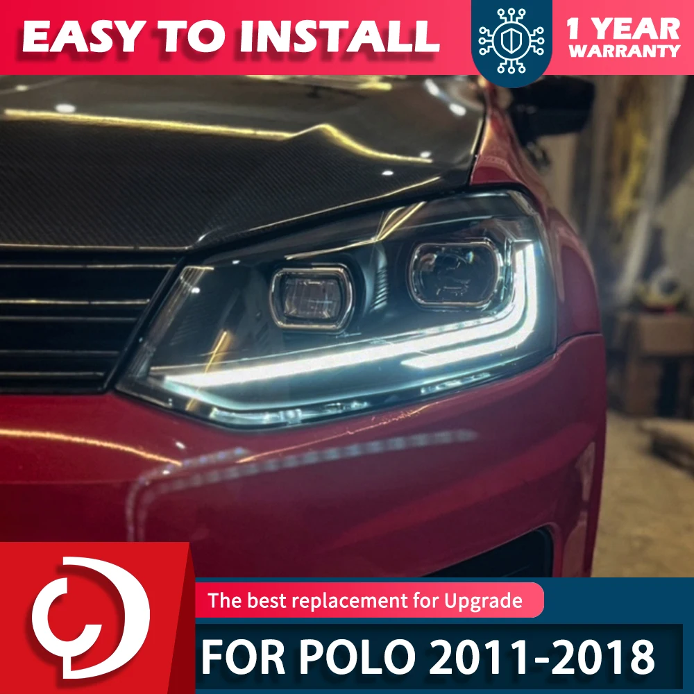 

AKD Стайлинг автомобиля для VW Polo фары 2011-2018 Поло светодиодные фары светодиодные DRL спрятанные фары ангельские глазки аксессуары