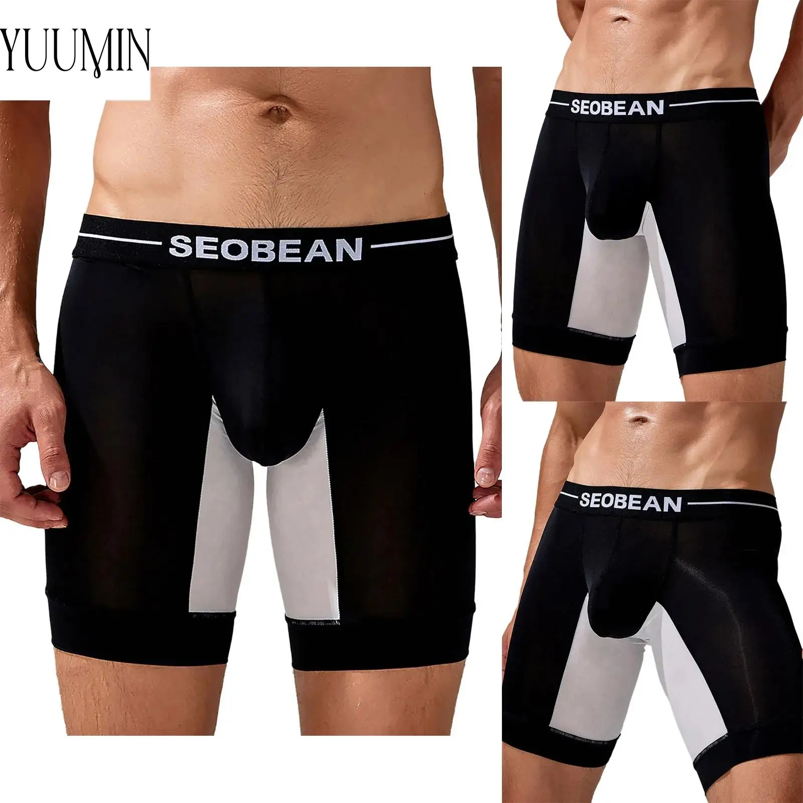 

New Style Shorts Mens Color Block Boxer Shorts Elastic Waistband Stretchy Athletic Shorts Underwear for Running Workout Exercise
