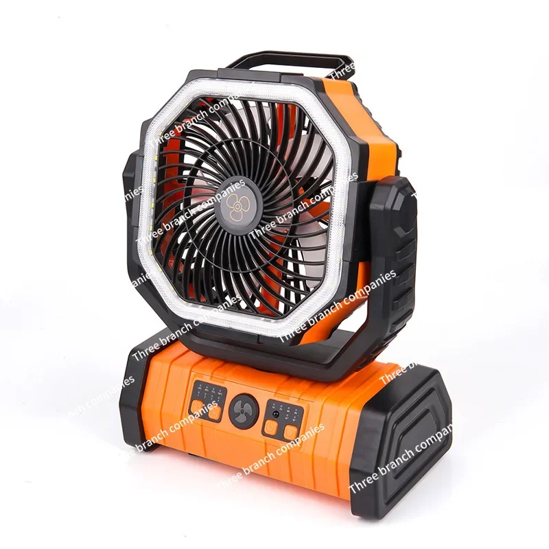 2024 New Large-capacity Camping Outdoor Fan Light Household Can Be Charged By Mobile Phone, Double Hook Camping