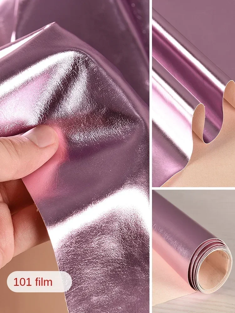 PU Leather Fabric Pearlescent Purple Pink Glossy Surface Hard Waterproof Soft Bag Wholesale Cloth Diy Sewing Material