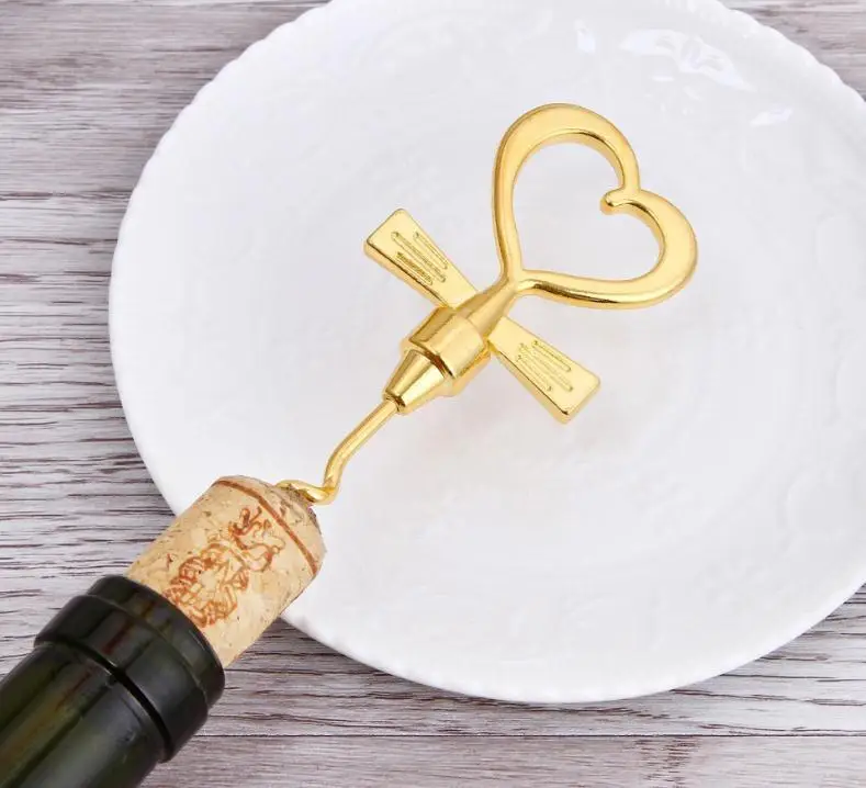 Wine Bottle Opener 200pcs=100sets Heart Shaped Great Combination Corkscrew And Stopper Sets Wedding Favors Gift Wholesale