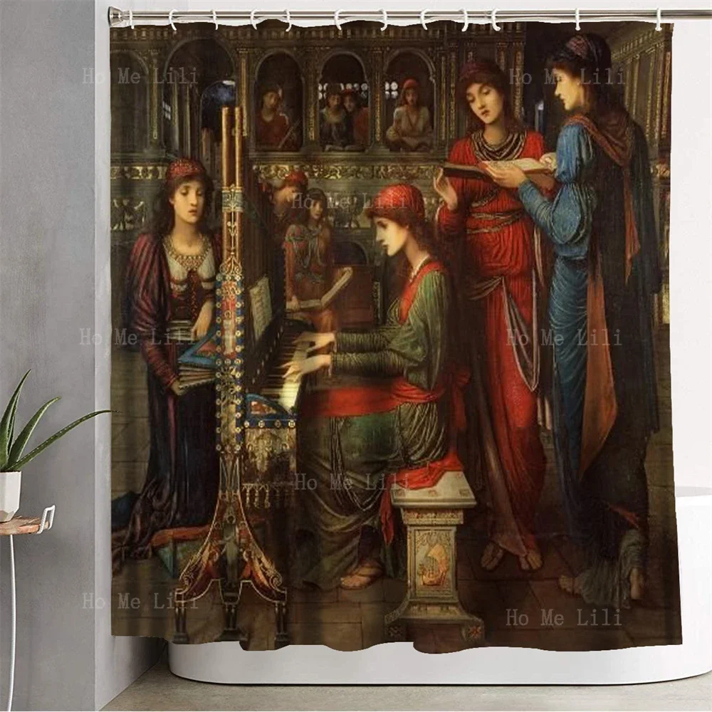 Art Poster Of John Melhuish Strudwick Vintage Pianist Shower Curtain For Bathroom Decor