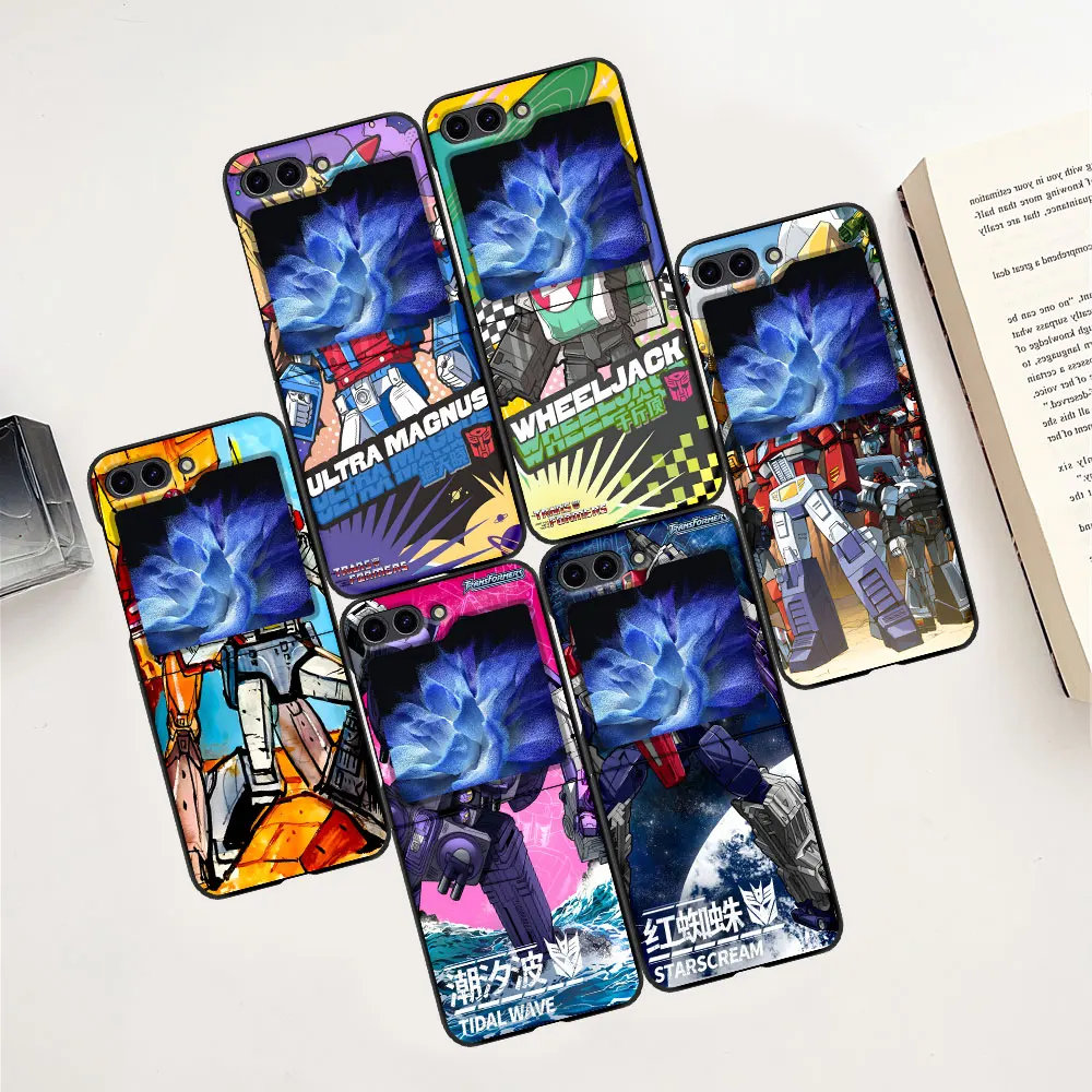 Autobot Transformers Case for Samsung Galaxy Z Flip6 Flip5 Black PC Phone Cover Z Flip 5 6 Hard Coque Zflip6 Zflip5 Funda Capa