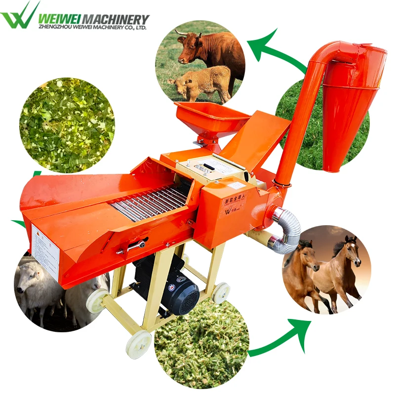 Weiwei High Quality Agriculture hay Forage Grass Silage Machine Chaff Cutter with diesel Motor - Image 2