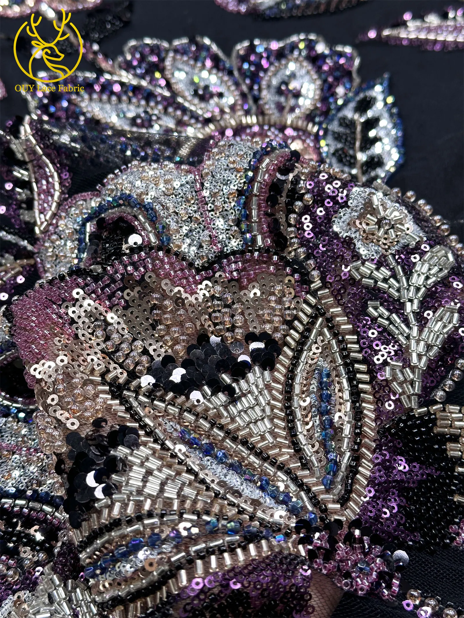 Nigerianischer schwerer Perlenstickerei-Blumen-Spitzenstoff 2026 – Französischer Pailletten-Perlen-Tüll-Spitzenstoff für Hochzeitskleider zum Nähen – Detail 8