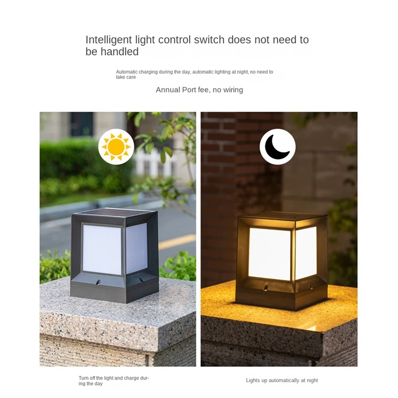 ソーラーコラムLEDライト,1ピース,防水屋外ウォールライト,パティオ景観用,15cm