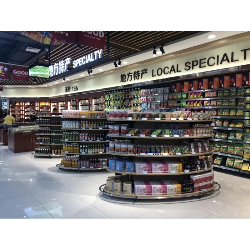 custom.Metal Display Shelf Gondola Supermarket Shelf Good Price Customized Double-side Wire Mesh Display Racks Candy Display She
