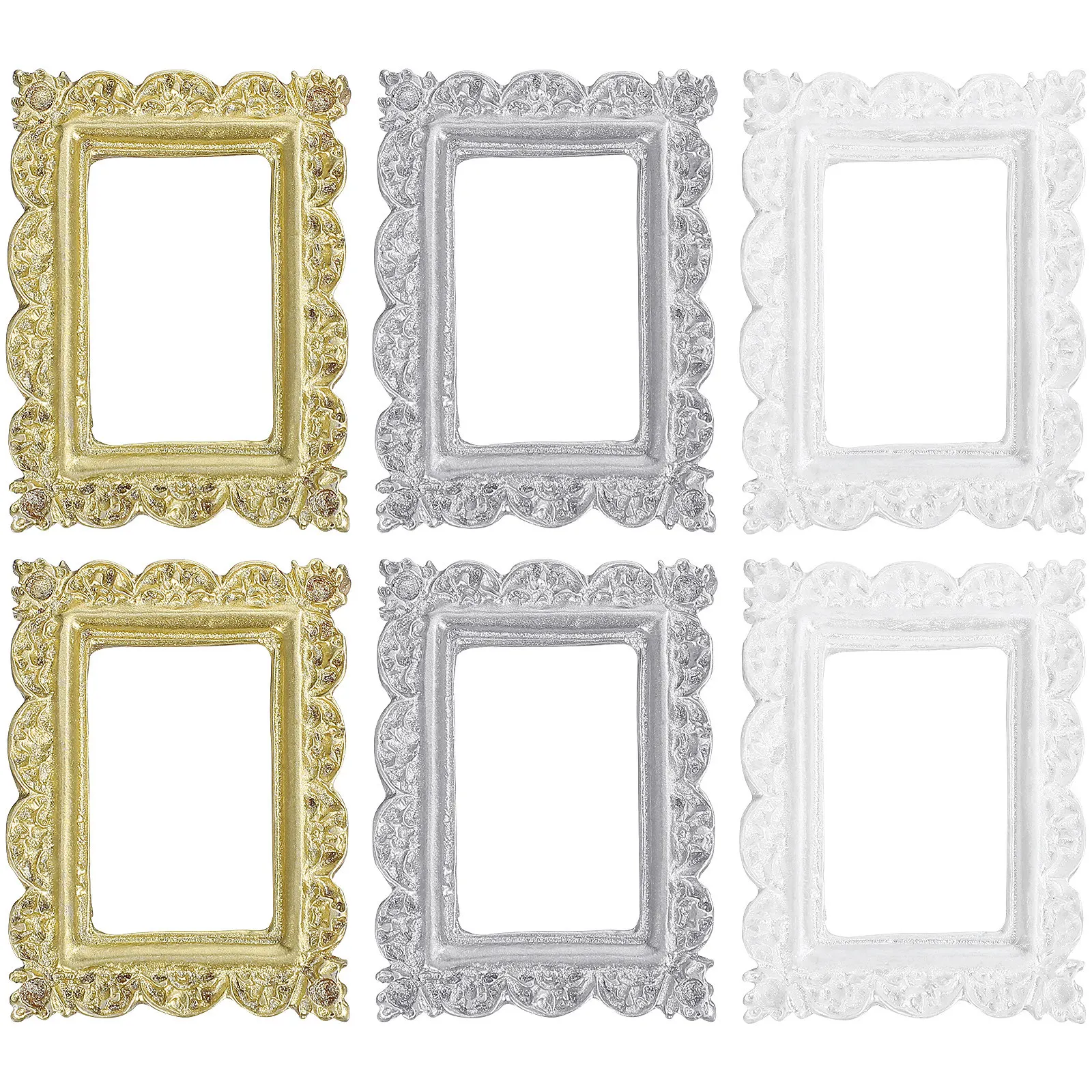 6 ชิ้นมินิเรซิ่นกรอบรูปวินเทจมินิวินเทจภาพถ่ายตกแต่งงานฝีมือ DIY กรอบรูปจิ๋วกรอบรูป