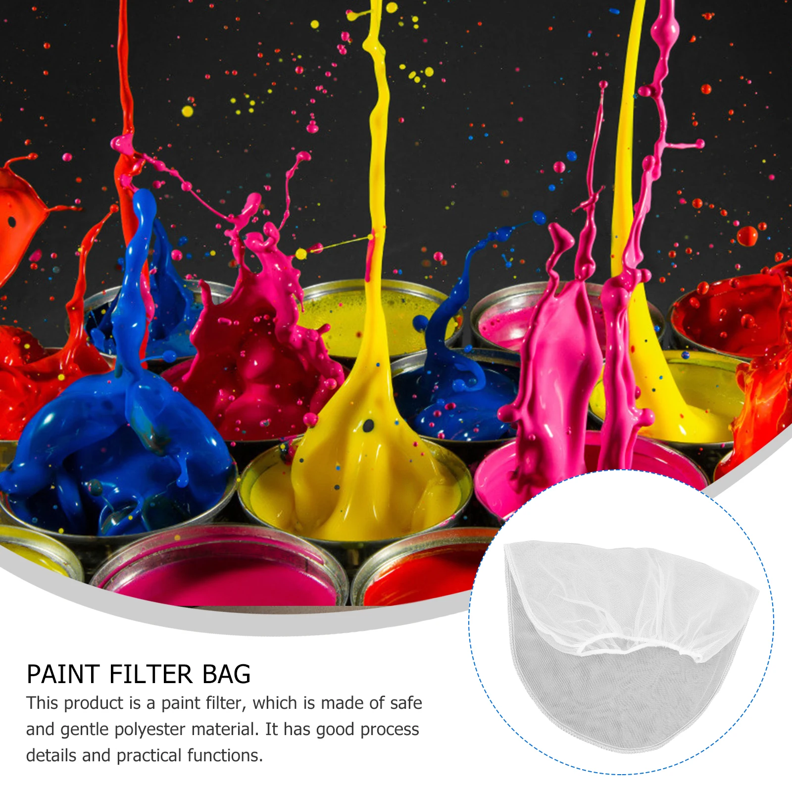 

5PCS Filter Bag Paint Strainer Bags Fine Mesh Opening Bags Polyester Regular Cartridge Container Static Resistant Dense Kitchen
