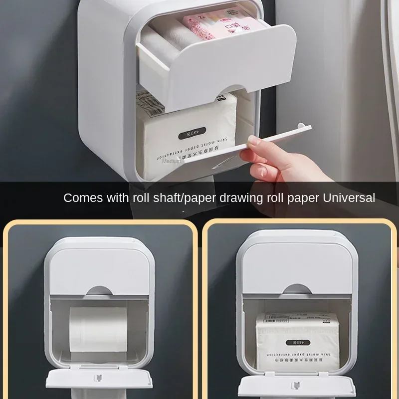 porte papier toilette Punch-free Toilet Paper Holder Box Waterproof Tissue Storage Box Bathroom Rack Wall Mounted Storage Holder