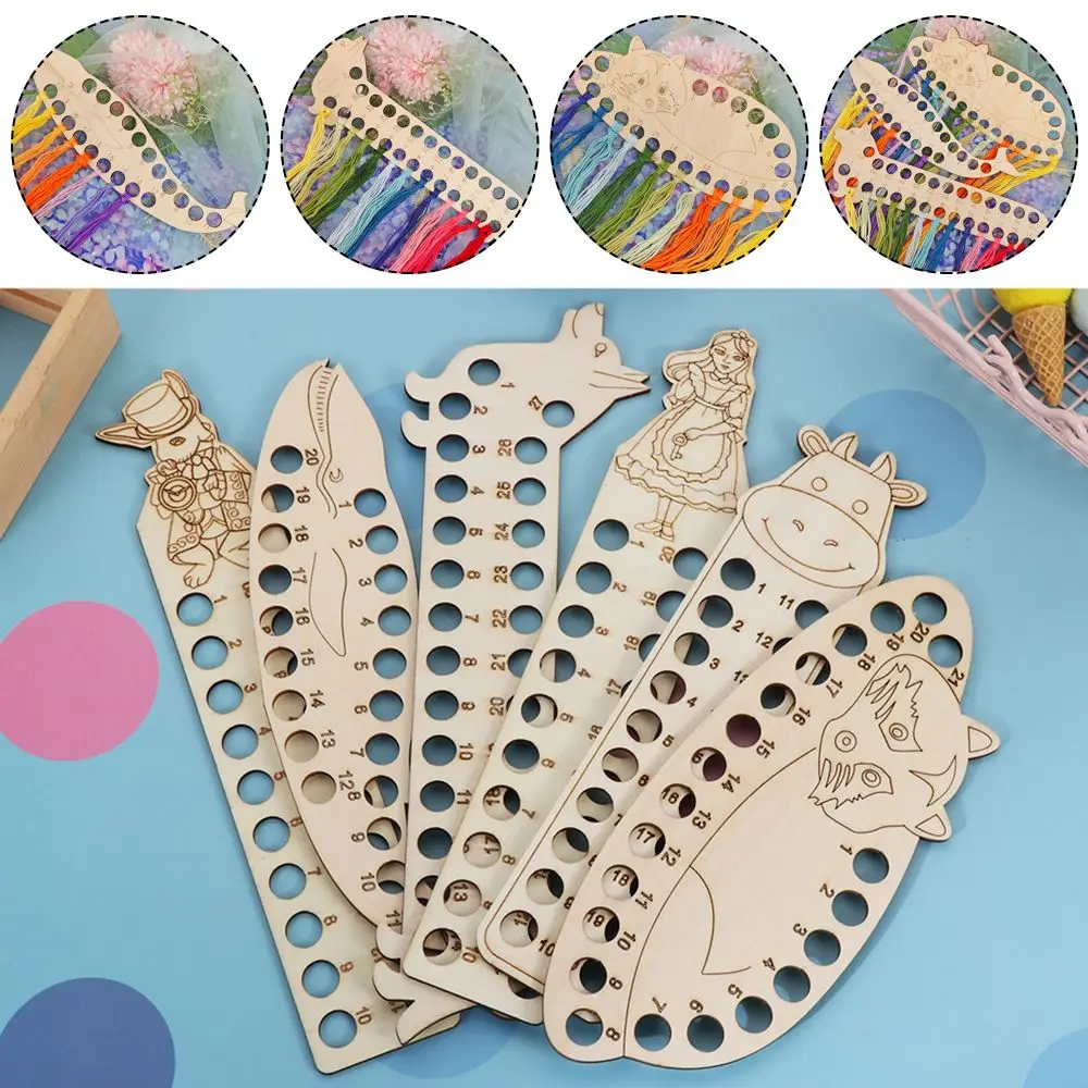 Cartoon Animal Shape Floss Card Wooden Embroidery Cross Stitch 20/21/27 Positions Thread Holder DIY Sewing Wire Storage Tools