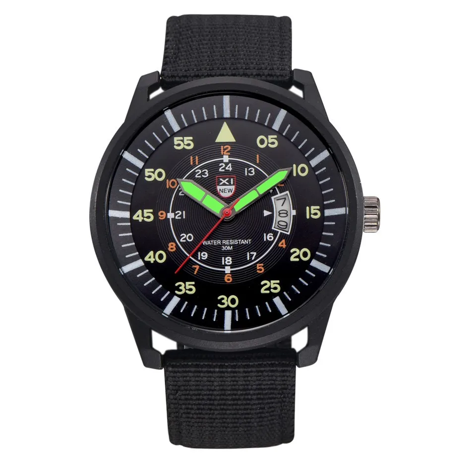 Military Mens Quartz Watch Black Dial Date Luxury Sport Wrist Watch