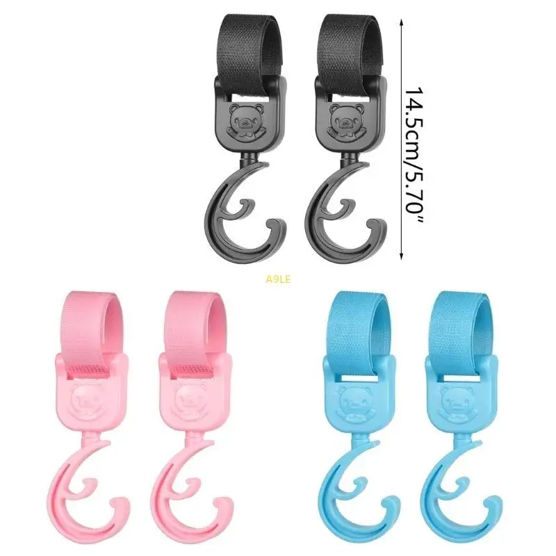 1 Pair Baby Stroller Hooks Cartoon Bear Stroller Hooks Adjustable Bag Hanging Hook Sturdy Stroller Accessories