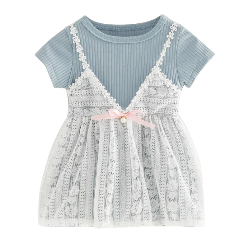 

Summer Baby Girls Dress Casual Birthday Princess Wedding Gauze Dress Infant Toddler Lace Mesh Gown Newborn Clothing 0-2Year