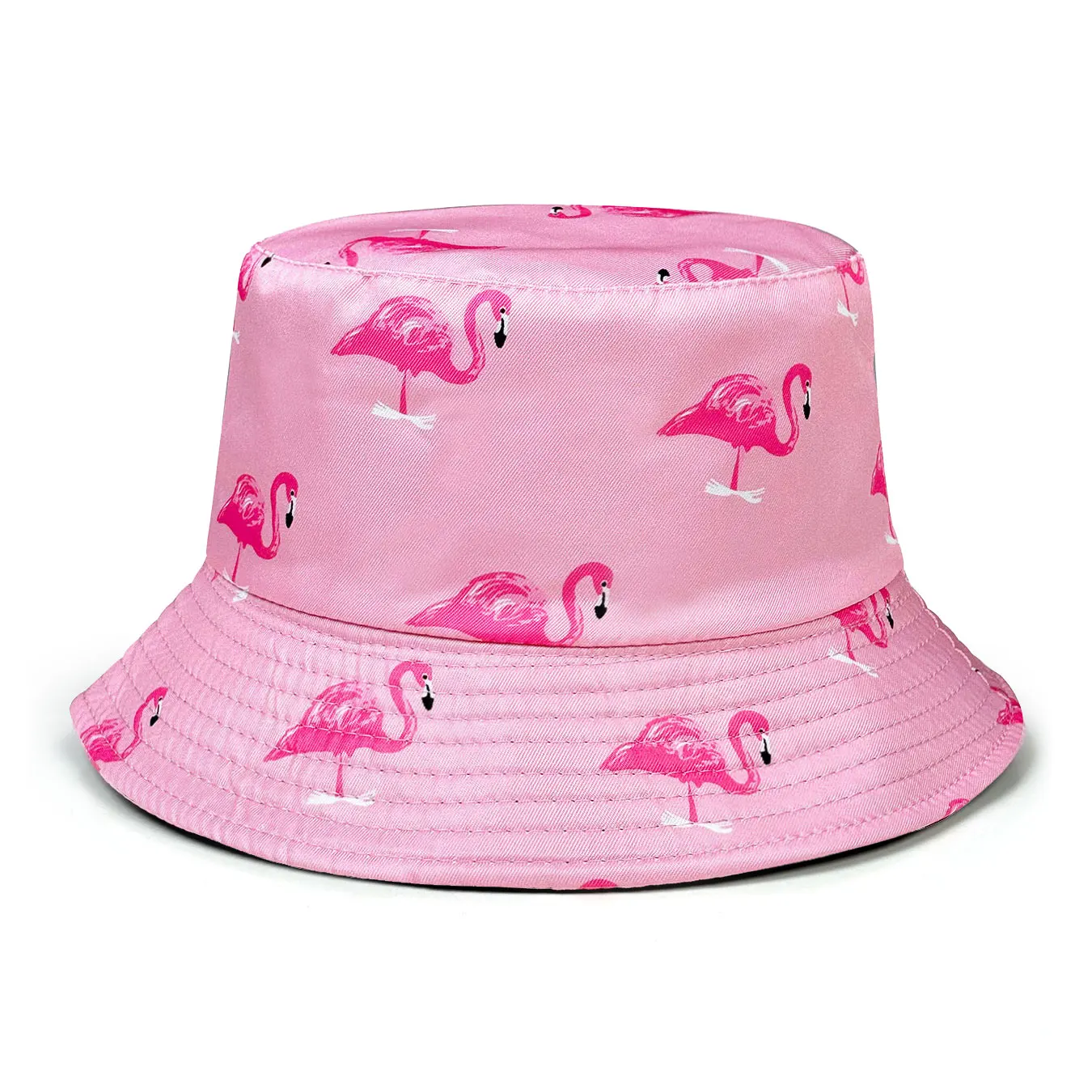 Fashionable Pink Flamingo Casual Bucket Hat, Cartoon Print Pattern, Lightweight Design, Reversible, Foldable Sun Hat, Unisex, Suitable for All Seasons, Accessories and Outdoor Casual Wear