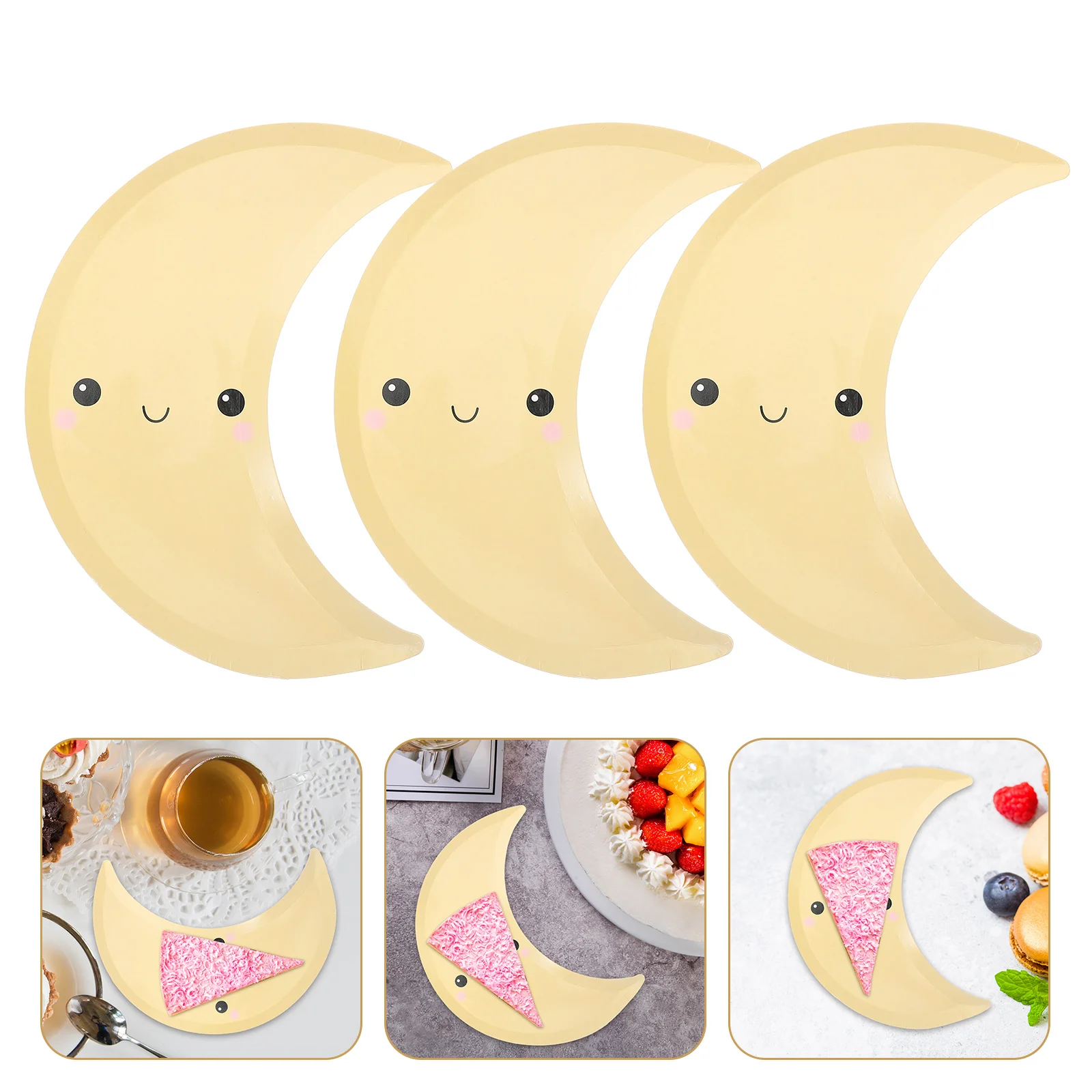 8pcs Moon Shaped Serving Plates Planet Paper Serving Plates Crescent Moon Paper Plates Galaxy Party Plates Moon Theme Party Supp