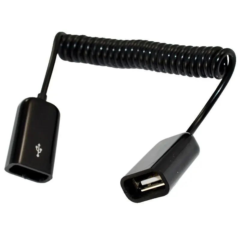 Câble d'extension de fil de ressort USB2.0 touristes tête femelle USB tête femelle à tête femelle câble de connexion USB F-USB F