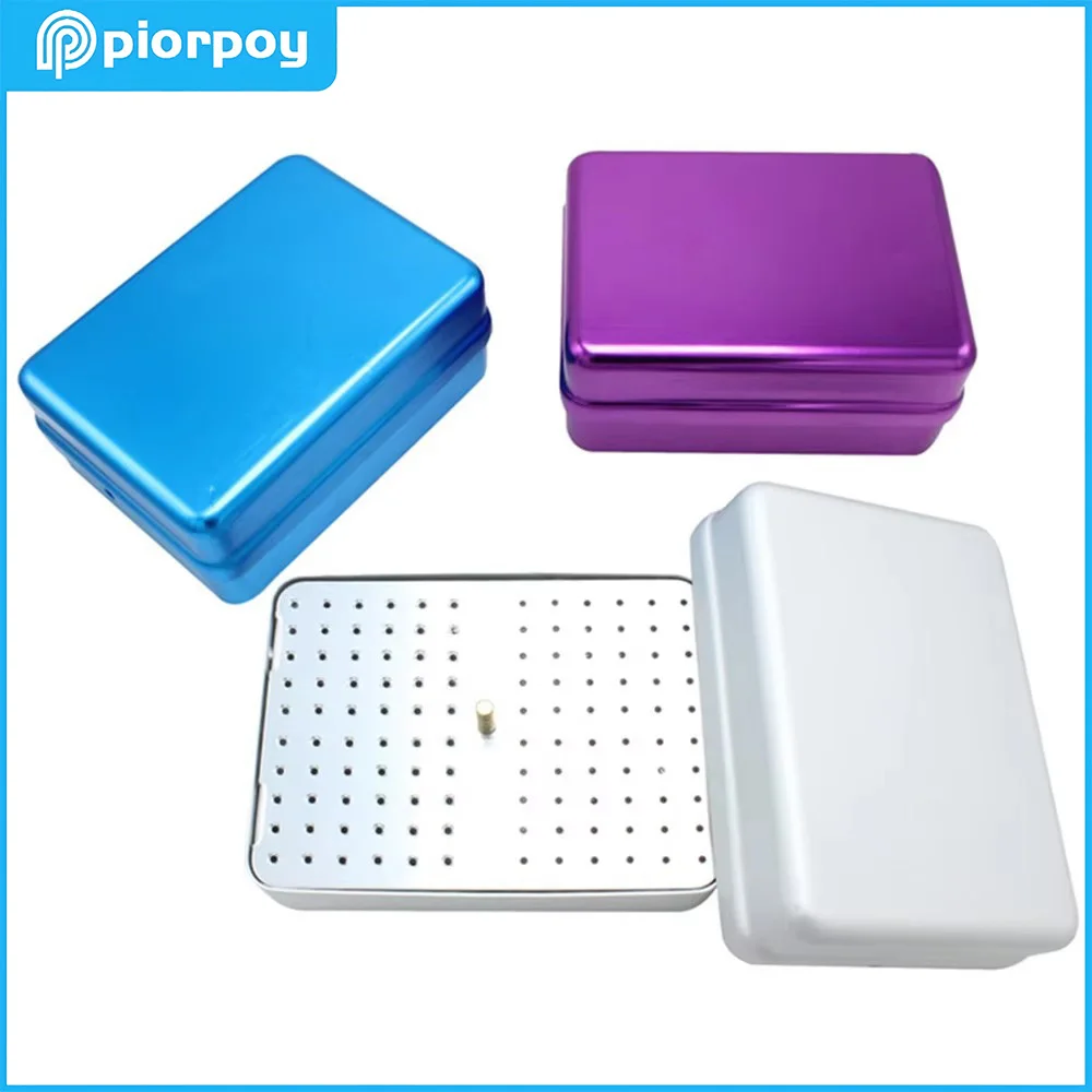 

PIORPOY 120 Holes Dental Sterilization Box High Speed Needle Box Autoclave Endo Case Diamond Bur Holder Organizer for Burs Tools