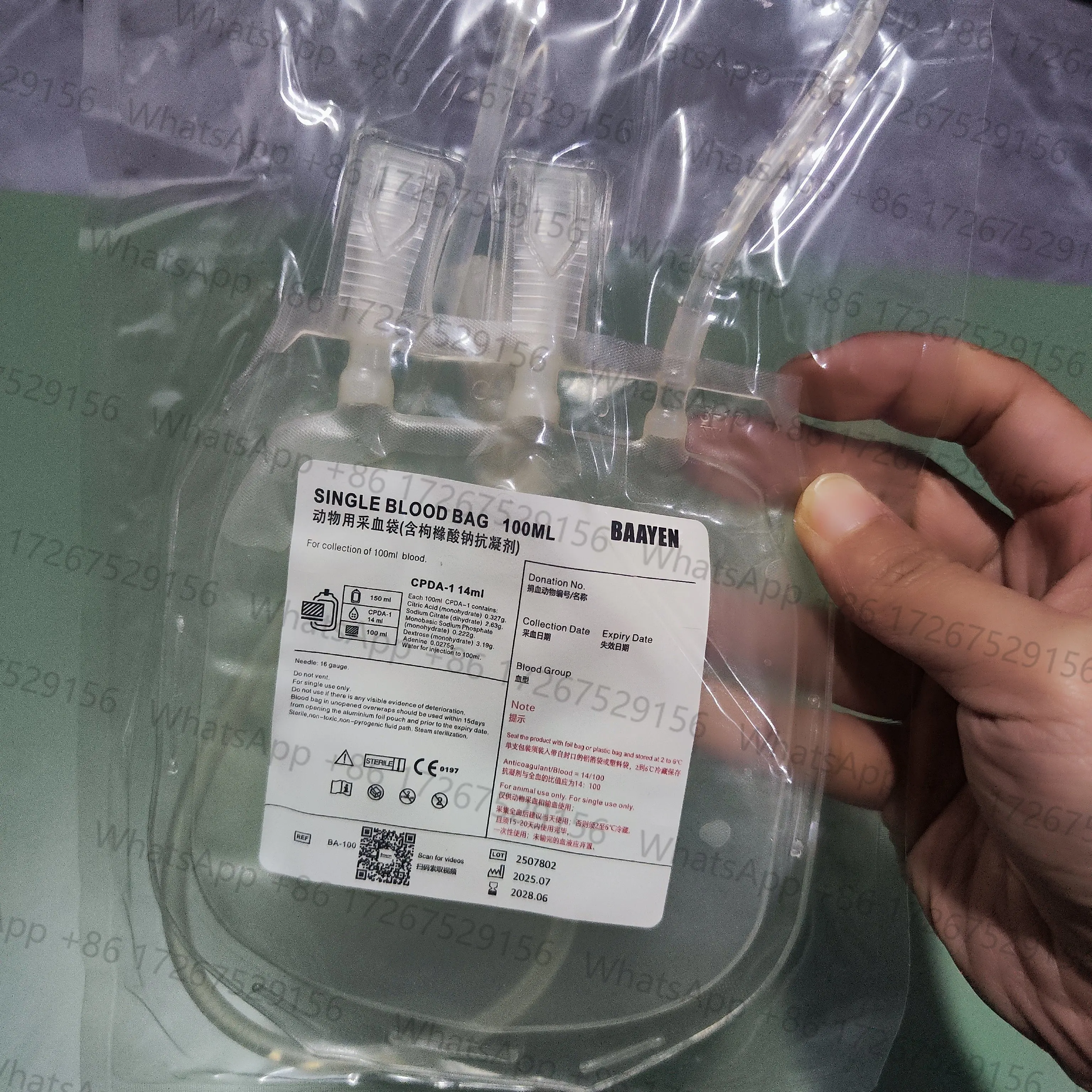 Applicable to 5PCS 100ml & 200ml Veterinary Blood Collection Bags with Transfusion for Dogs Cats - Ideal for Animal Experiments
