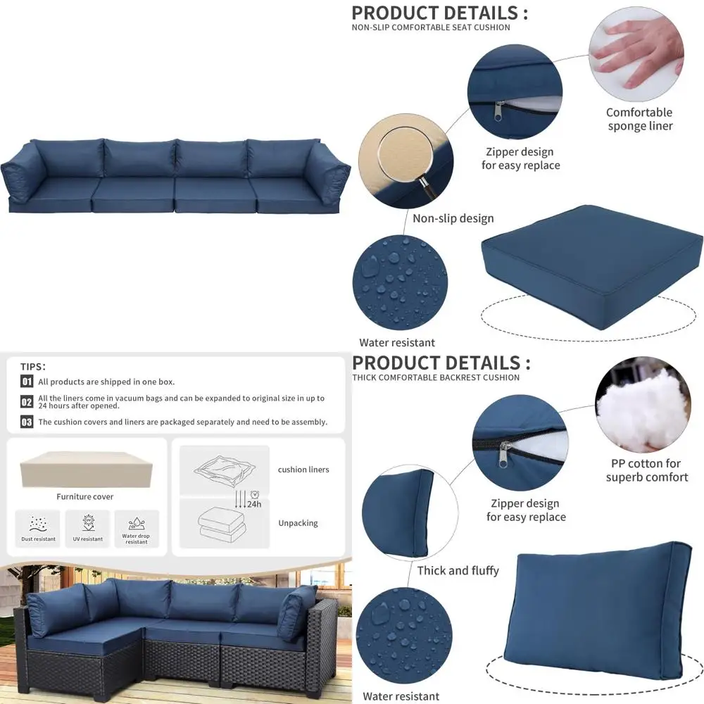 

4-seat sectional rattan patio furniture set with 10pcs water-resistant cushions