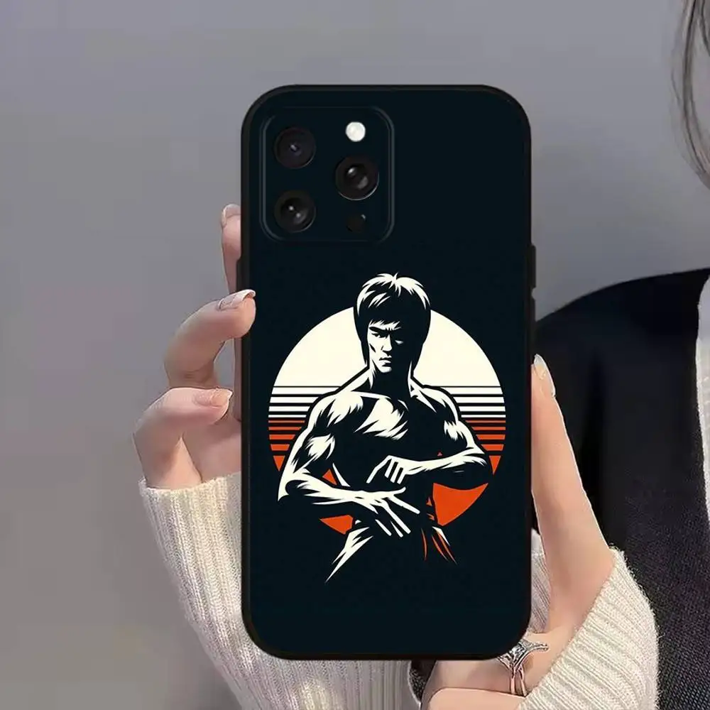 حافظة هاتف B-Bruce Lee-es رائعة لهاتف iPhone 16e,16,15,14,13,12,11,Pro,X,XS,Max,XR,Plus,غطاء أسود ناعم صغير
