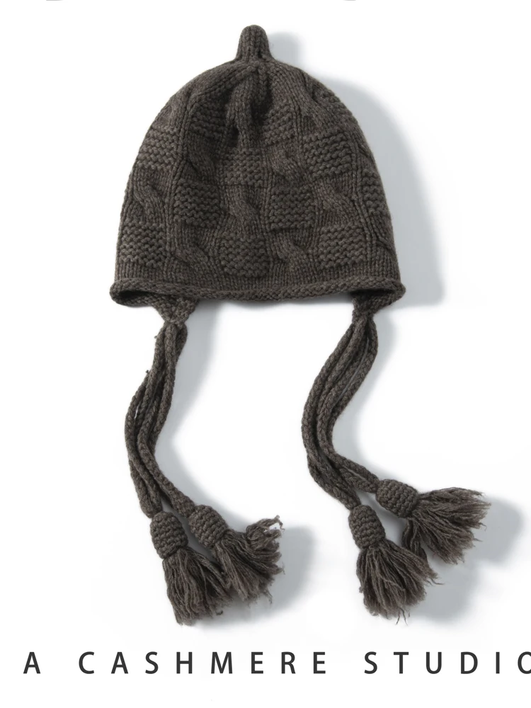 TLOML Autumn Winter Women's Cashmere Hat 100% Cashmere Cable Knitting Sui Tou Hats Warm Pullover Caps Casual Cashmere Comfy Hats