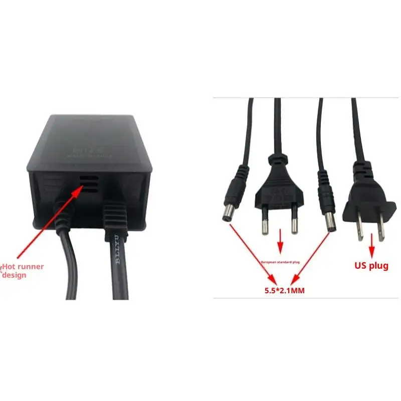 1Pcs Waterproof Black DC12V 2A EU/US Plug Power Adapter For CCTV Security Surveillance AHD Camera Charger