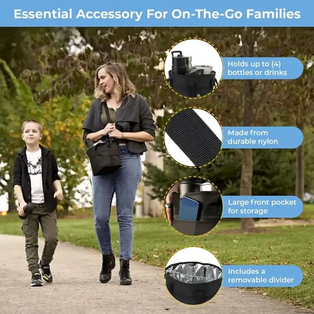 Bolsa para Bebidas de Gran Capacidad con 4 Compartimentos Antiderrames, Soporte para Múltiples Bebidas con Correa Ajustable, Bolsa para Transportar Bebidas en el Auto