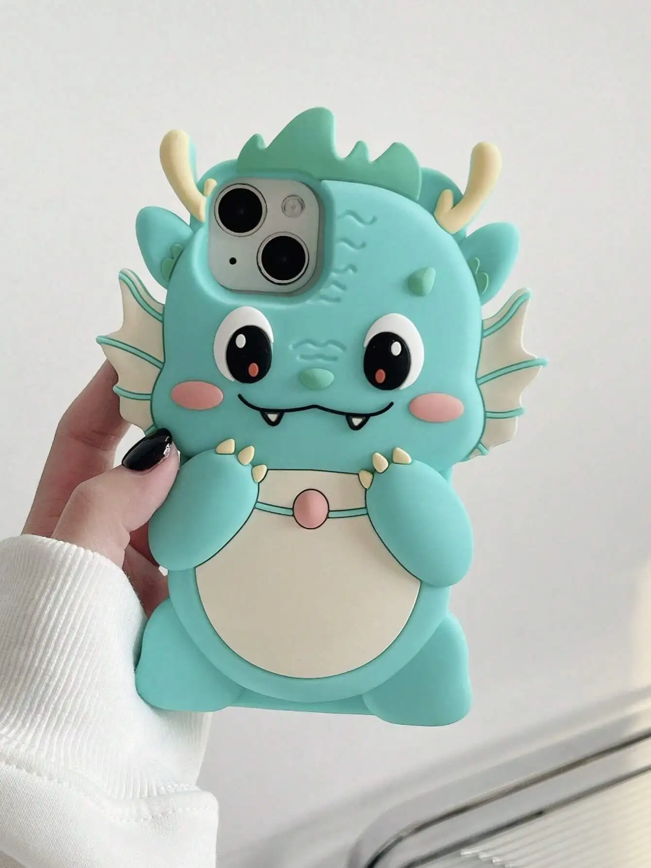 1pc Soft Silicone Dragon Baby Shaped Phone Case In Light Blue Color, Compatible With   Series Kawaii