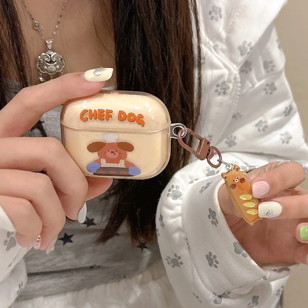 Korea Cartoon Cute Bear Brown Clear Gloss Soft Headphone Coque Case For Apple AirPods 2 3 4 New Protective Shell For AirPods Pro