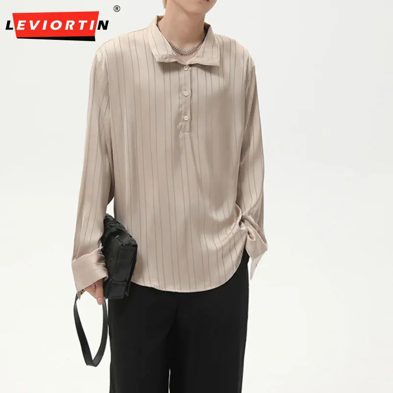 

Летняя мужская мода, американский тренд, легкая, роскошная, высококачественная полосатая дизайнерская кардиган с ленивыми лацканами, висящая универсальная повседневная рубашка