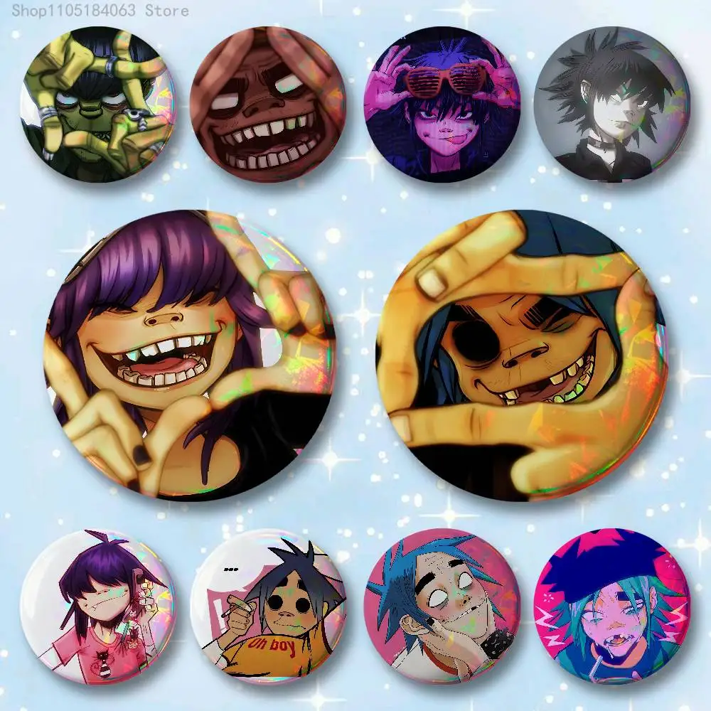

Virtual Bands G-Gorillaz Badges 25 32 44 58 75 mm Round Cosplay Pin Bag Decor Fans Collect Friends Gifts Brooch Souvenir