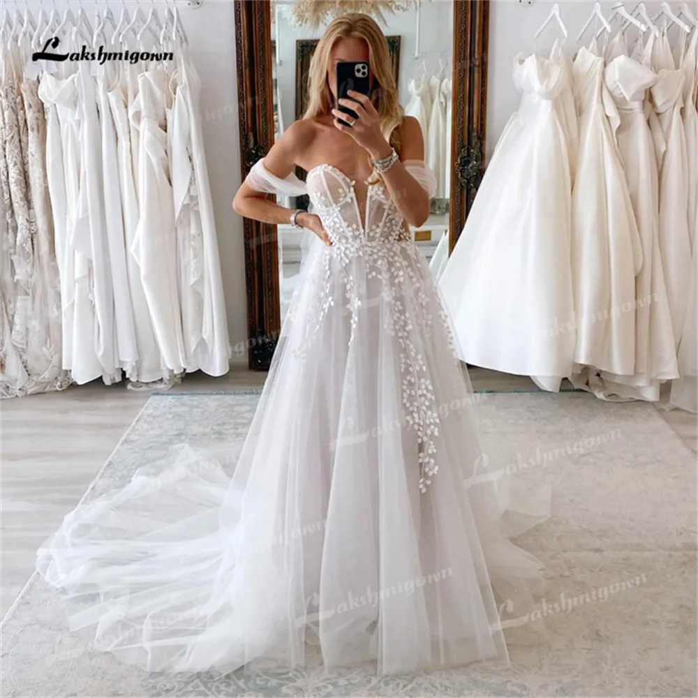 Nuovi abiti da sposa eleganti personalizzati Abiti da sposa con applicazioni in pizzo Abiti da sposa senza maniche Sweetheart vestido de novia