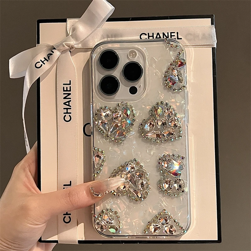 Glitter Diamond Phone Case For iPhone 15 14 13 12 11 Pro MAX XR XS Samsung S21 S22 S23 S24 Ultra Plus Fe Note20 Love Heart Cover