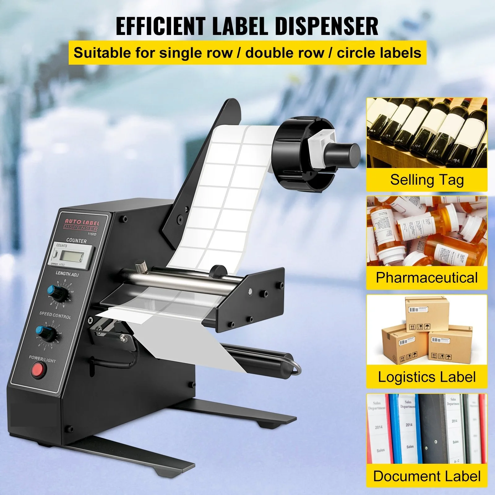 Automatic Label Dispenser Device 140mm AL-1150D Portable Label Applicator Sticker Separating Auto Label Stripping Machine