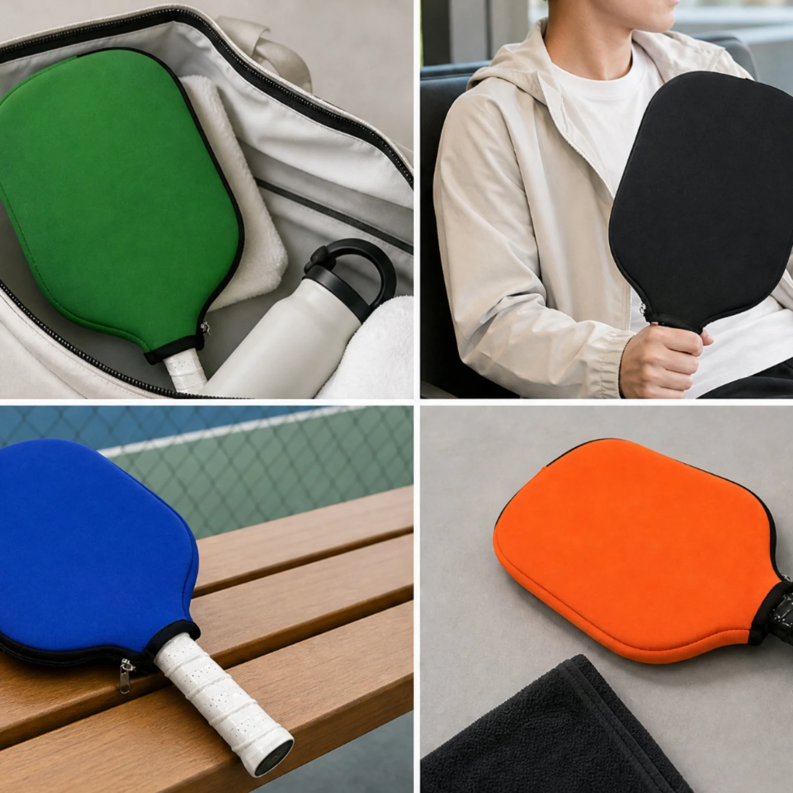 Pickleball Paddle Cover with Zipper Snug Fit Neoprene Paddle Cover with Zipper Sports Accessory Lightweight Shockproof view 2