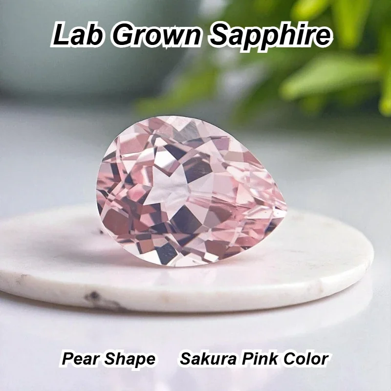 

Lab Grown Sapphire Loose Stone Sakura Pink Color VVS1 Pear Shape Charms Beads for DIY Jewelry Making Selectable Certificate