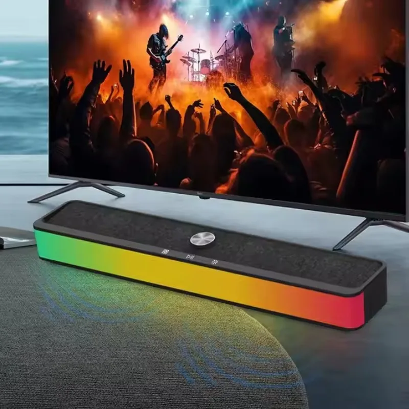 

Домашний кинотеатр Глубокие басы Bluetooth ТВ Звуковая панель с RGB-подсветкой Игровой настольный компьютер Колонки Поддержка AUX Audio TF Card U Disk