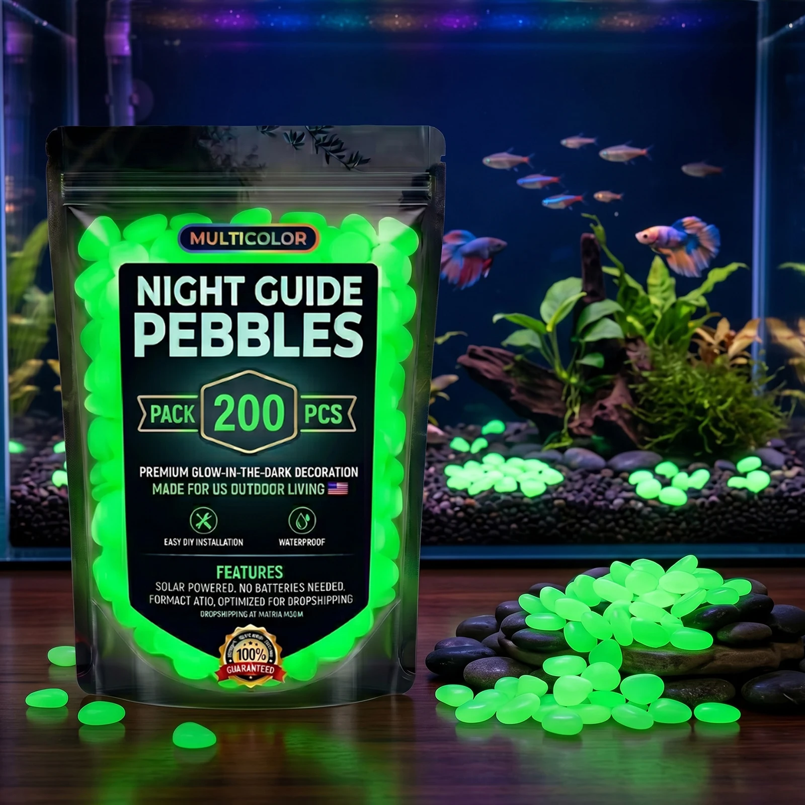 200/400/600pcs Glow In The Dar - Fish Aquarium Guide recension och pris