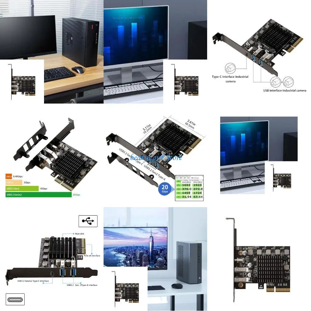 

C7AB Professional PCIe Expansion Card PCIE3.0X4 with 10Gbps USB A and 20Gbps UsbC