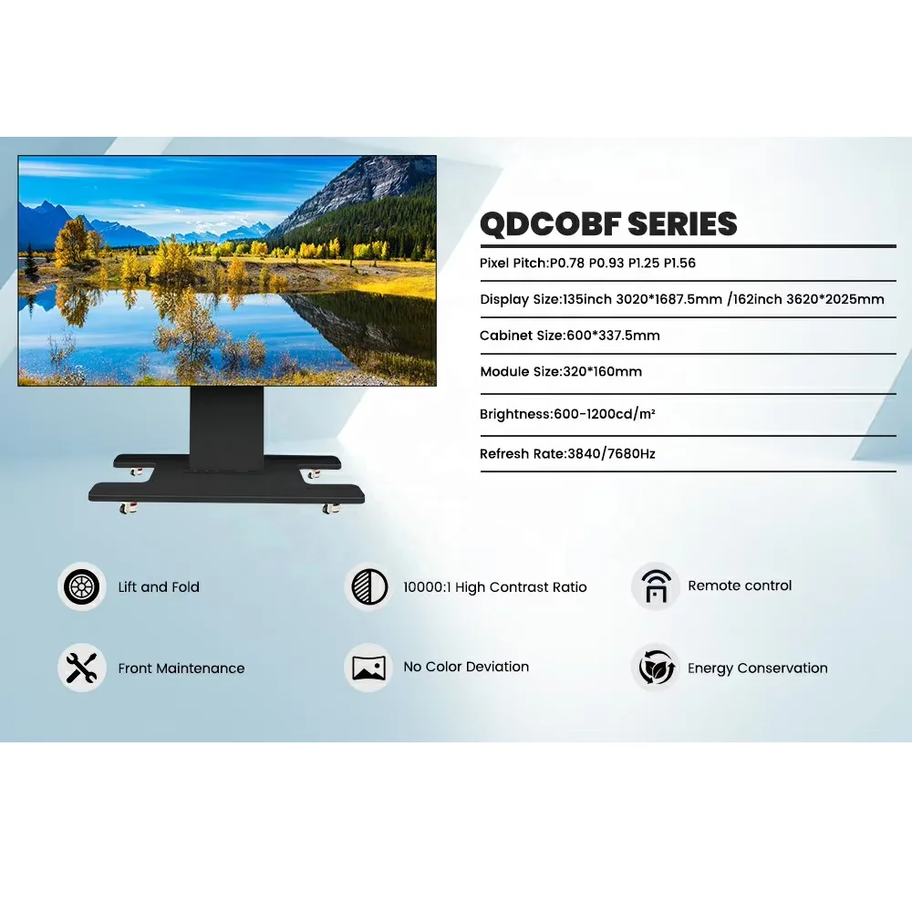 135/162 Inch All-in-One Lifting LED Screen Foldable Mobile Video Wall Display for Meeting Rooms Retail Stores & Shopping Malls