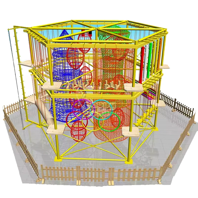 Manufacturer Wholesale Customized Colorful Rope Course Multiple Level Rope Courses for Kids and Adults Outdoor Indoor Playground