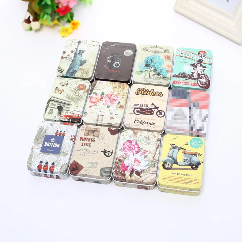 1 Pcs Cigarette Case Rectangle Container Tinplate Box Tobacco Storage Smoking Accessories Jewelry Candy Coin Key Organizer