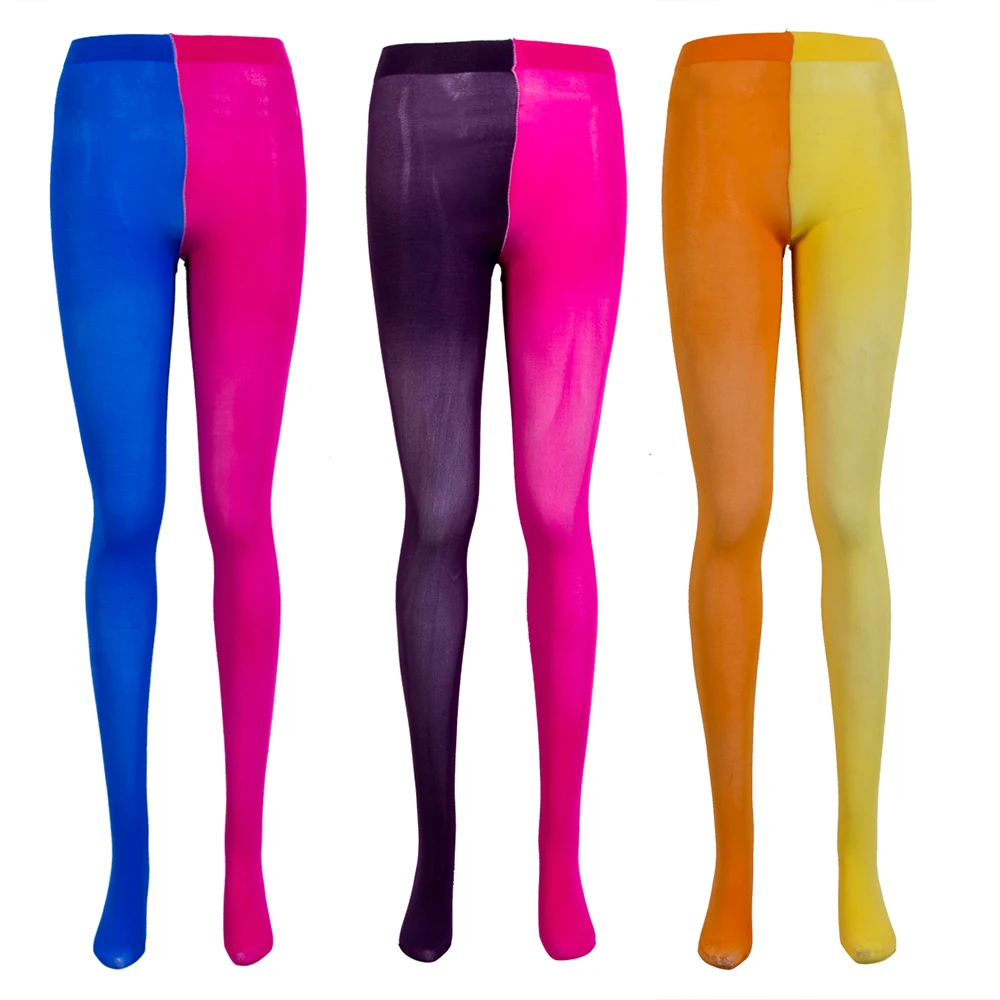 

Women Colorblock Pantyhose Ballet Dance Sexy Tights Halloween Elastic High Waist Leggings Stockings Girls School Uniform Tights