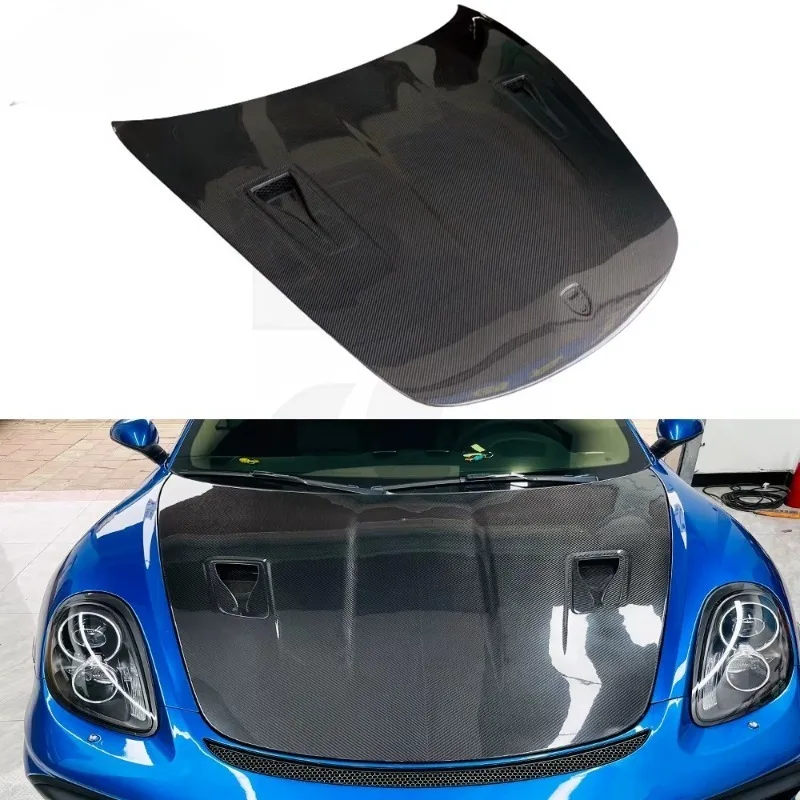 RS Style Dry Carbon Fiber Engine Hood for 718 981 Cayman Boxster Pre-preg Carbon Bonnet with Lightweight