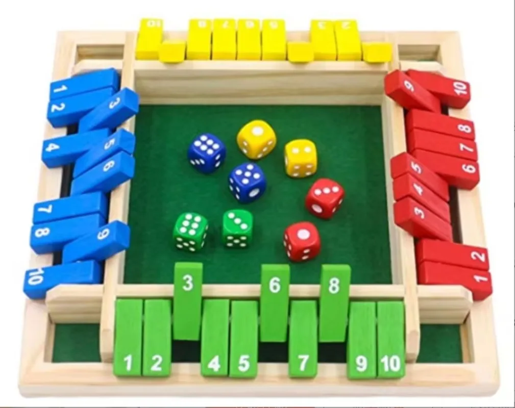

Colorful Wooden Traditional Four Sided Digital Game Toys 10 Number Pub Bar Board Dice Party Casual Funny Parent-child Board Game