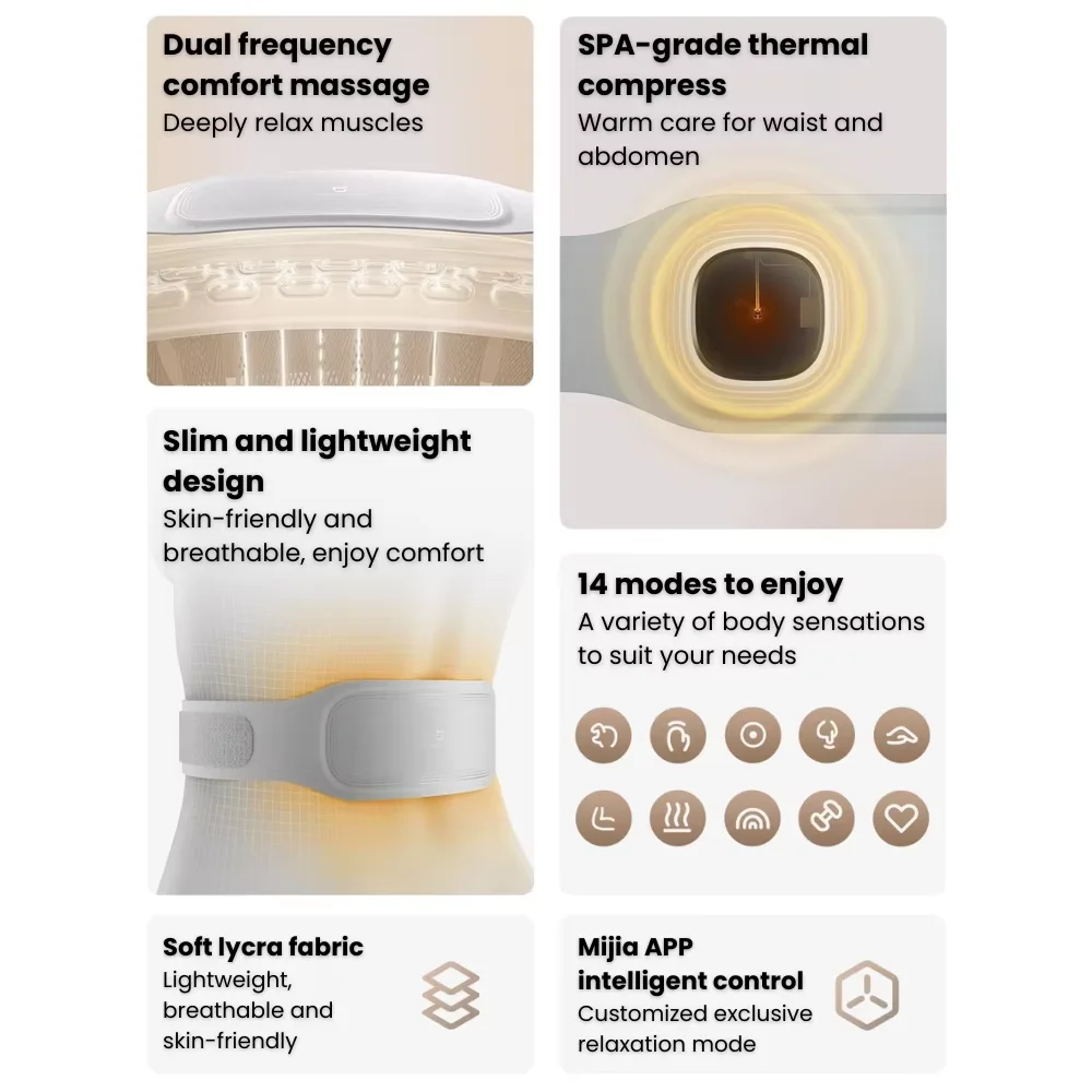 جديد Xiaomi Mijia الذكية مدلك الخصر EMS نسخة مزدوجة التردد نبض سبا الساخن ضغط لكمة ضغط دافئ حماية قطني